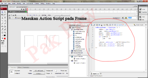 Memasukan fungsi Action Script